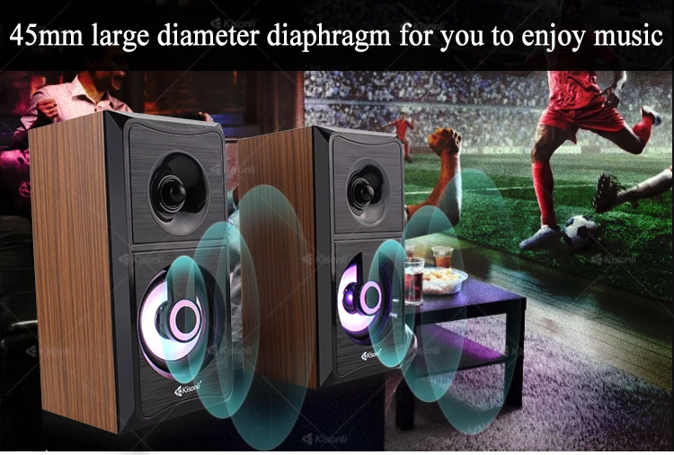 Hot sell wooden speaker perfect sound 2.0 channel passive Computer LED bookshelf speakers - ANKUX.COM
