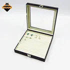 High Quality Luxury velvet ring Faux Leather Display Jewelry Box with window and lock lid