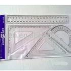 4 Pcs Plastic School Ruler Vintage Triangle Protractor Set