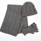 winter hat scarf gloves 100% wool custom embroidery logo knit beanie hat