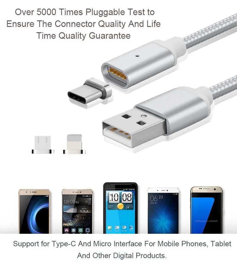Wholesale 3 in 1 led magnetic nylon USB charging data cable saso certification - ANKUX.COM