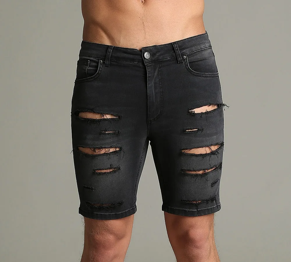 Source Новая модель, эластичные мужские шорты, стильные Рваные джинсовые шорты on m.alibaba.com