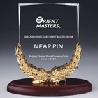 Sapphire Ellipse Crystal Award Plaque For Outstanding Employee