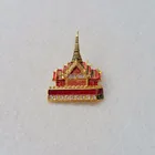 Shiny Thai style building 3D pin badge with rhinestone for souvenir gifts