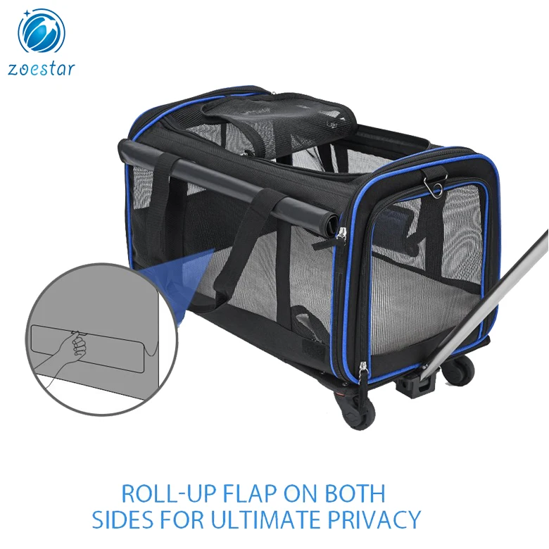 Extendable handle Travel Carrier Wheels Airline Approved Soft Sided Pet Carrier bag