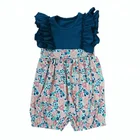 wholesale girl Ruffle clothing baby romper with flower printed infant jumpsuit newborn baby clothes