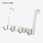 4 Hook Single Metal Smooth Hanging Clothes Organizer Over the Door Coat Hook Rack