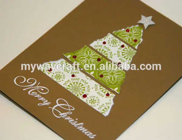 letter pattern christmas tree kraft paper greeting cards