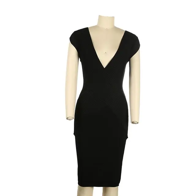 Hot sexy sleeveless black ruffle mini dress for summer, deep v neck women fashion dress