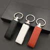 Factory OEM Logo Leather USB Flash Drives With Metal Ring