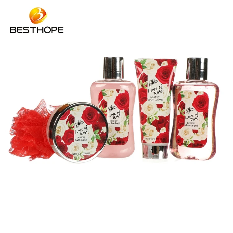 custom body shop rose moisture body wash bath spa gift set with