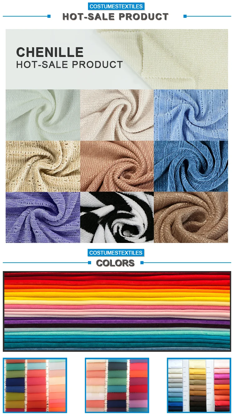 Furnishing woven jacquard poly chenille fabric