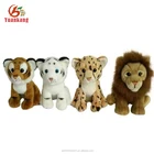 Simulation mini assorted stuffed plush jungle animal wild white tiger/lion/leopard toys set