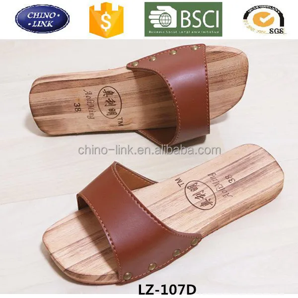 wooden clog shoes,woodenhorse popular lady footwear new style women home flat wooden eva clog