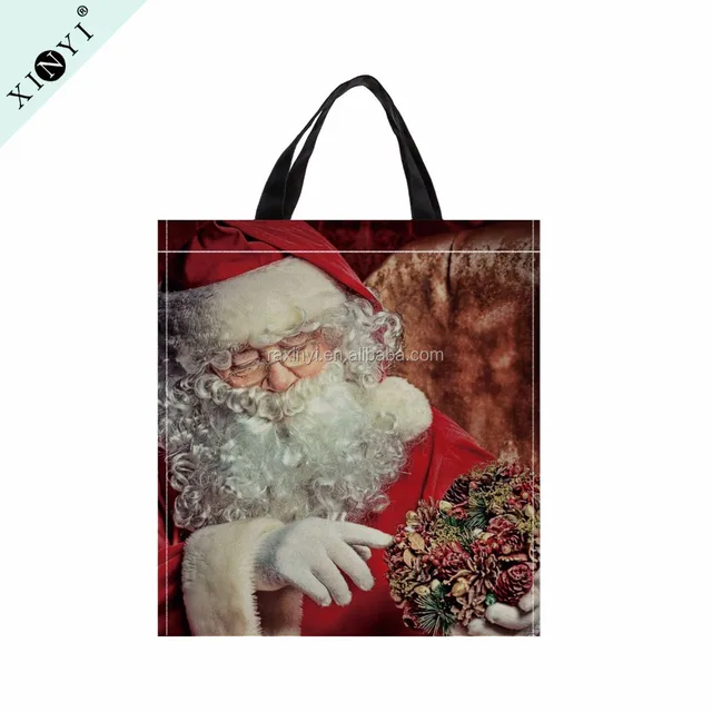 shopping bag customized santa claus printed souvenir tote bag