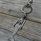 Mermaid Skeleton Charm Keychain Nautical Key chain Ocean skull Keychain jewelry