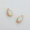 White Opal Stone pendant Oval Gemstone Charms Gold Plated Jewelry Findings Accessories