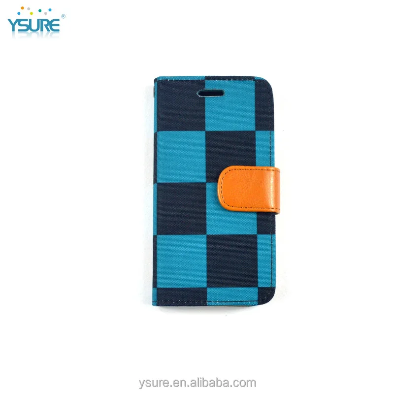 Blue Chess Pattern Fabric Wallet Leather Phone Case For LG G Flex 2 with PVC ID and credit card slots