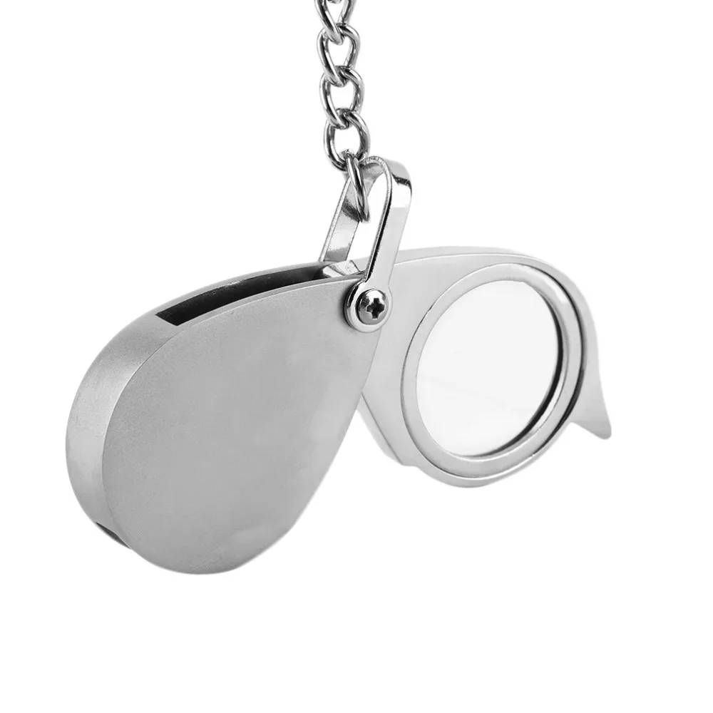 Free hot selling New design Portable 8X Folding Key Ring Magnifier with Key Chain Daily Magnifying Tool EA