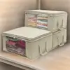 Fabric Storage Box Foldable Organizers Large Clear Window & Carry Handles Great Non Woven Storage Box for Clothes, Blankets