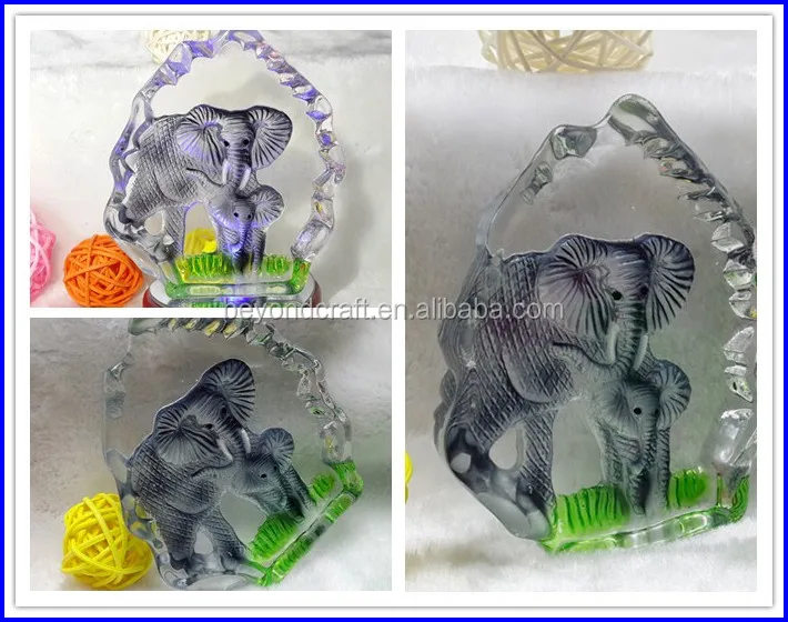 holiday gifts crystal elephant etched animal iceberg colored