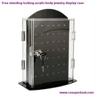 Free standing locking acrylic body jewelry display case