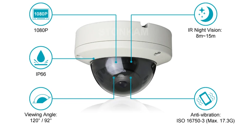 1080p Waterproof IP66 ip dome camera support ONVIF/RTSP