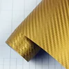 Air Bubble Free 0.18MM Gold Color Adhesive Car Wrap Foil 3D Carbon Fiber Vinyl Sticker