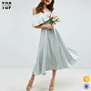 Factory women oem wedding bardot fold prom midi dress 2019