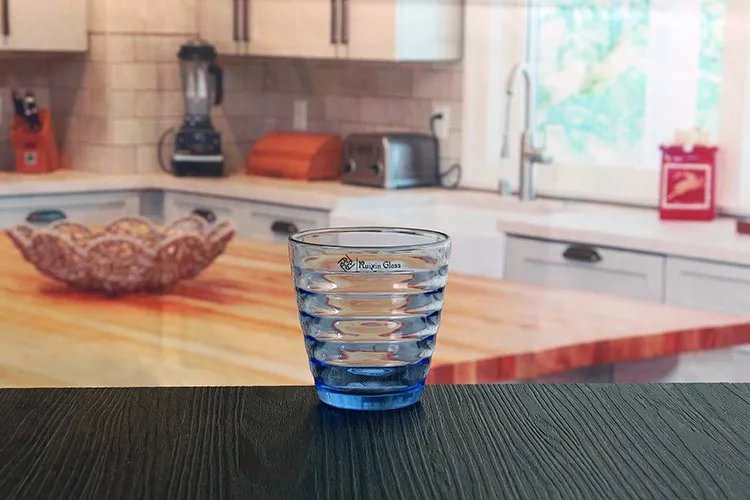 blue glass cup