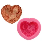 DIY handmade 3D fondant silicone angel baby soap mold heart