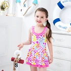 Spot Sales Latest Design Cute Pink One Piece Swimwear Swimsuit Dress For Kids