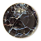 New Design Marble Plate Set Ceramic Fine Bone China Black Charger Plate Wholesale