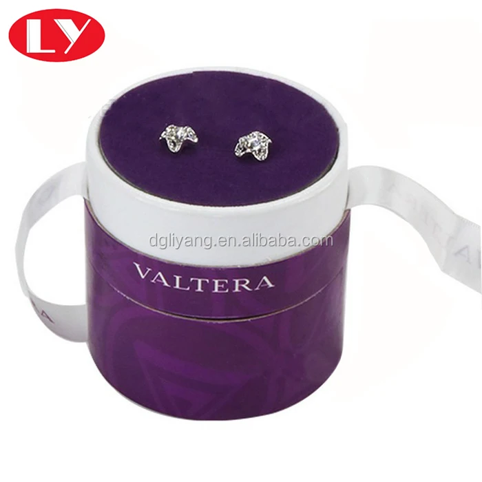 tube jewellery earing packaging paper box with satin ribbon