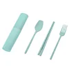 China Suppliers New Creative Products Biodegradable Wheat Straw Eco-Friendly Fork Spoon Chopsticks Camping Tableware Set