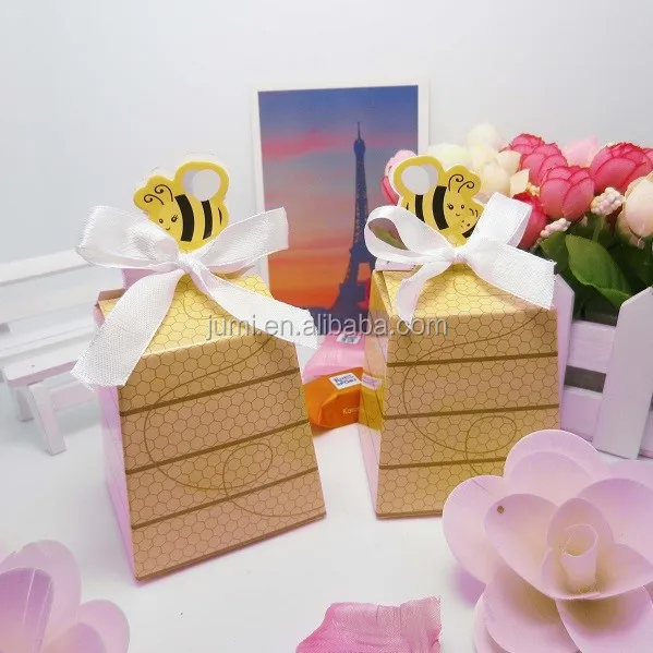 baby shower gift favor boxes honey bee yellow candy box