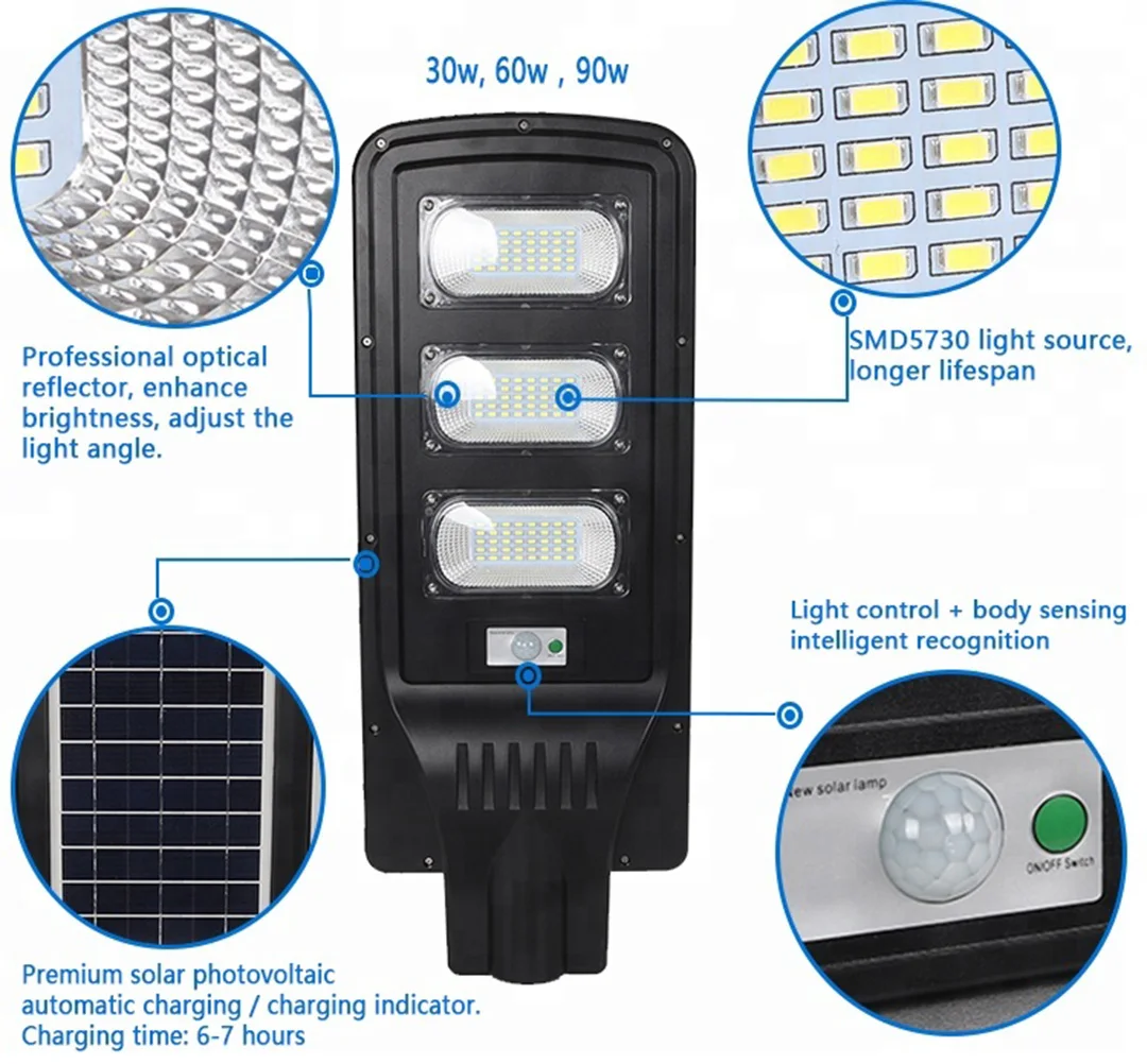 solar charged led street light outdoor waterproof ip65 pir