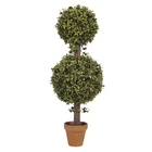 Potted Artificial Boxwood Triple Ball Topiary Tree