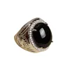 men ring 925 silver jewelry wholesale MBH brand classic luxury natural gemstone black agate adjustable engagement ring