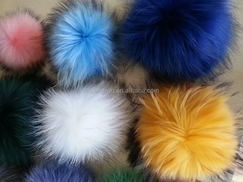工場卸売安い価格染めアライグマの毛皮の装飾のためにポンポンビーニー帽子仕入れ・メーカー・工場