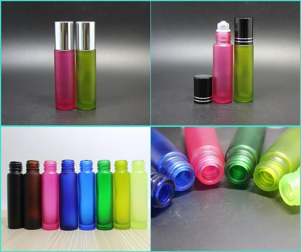 10ml clear glass perfume bottle with metal roller ball aluminum lid Roller-2031A