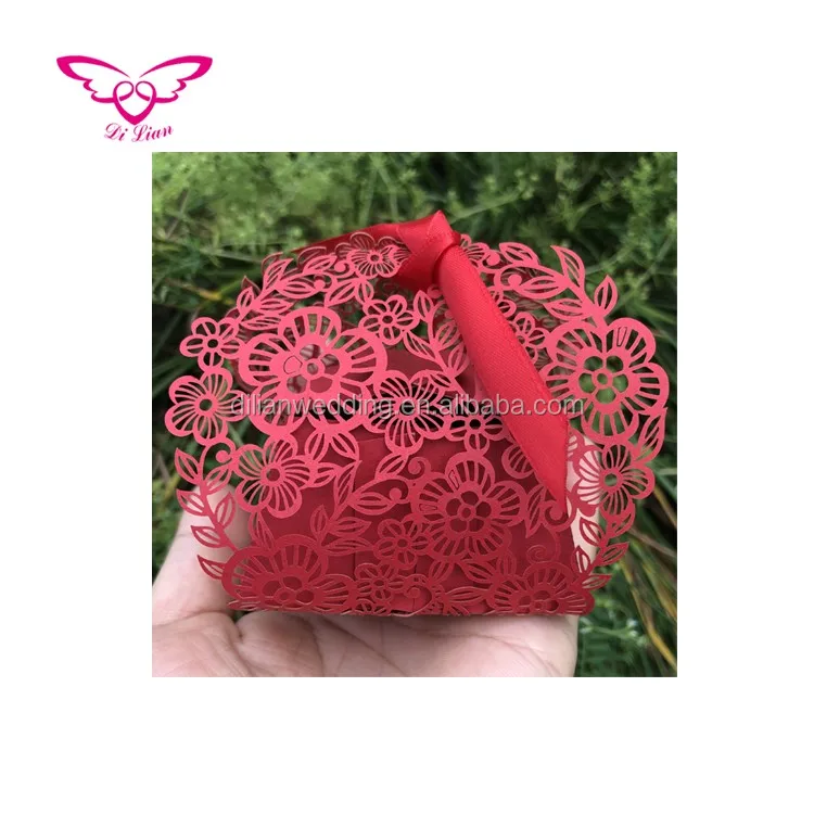 hot sale nice laser cut lace flower paper wedding box wedding