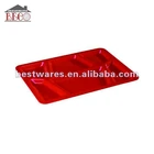 Wholesale Red Melamine Plastic Food Compartment Serving Tray