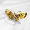 Wholesale vintage pearl brooch suit brooches enameled yellow butterfly design zircon jewelry