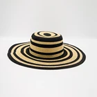 Good Quality Wide Brim Stripes Bow Floppy Beach Sombrero Straw Sun Hat