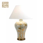 Retro porcelain flower pottery reading lamp study table lamp porcelain light