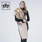 2019 new fashion fox fur trims scarf ladies winter cashmere scarf with fox fur