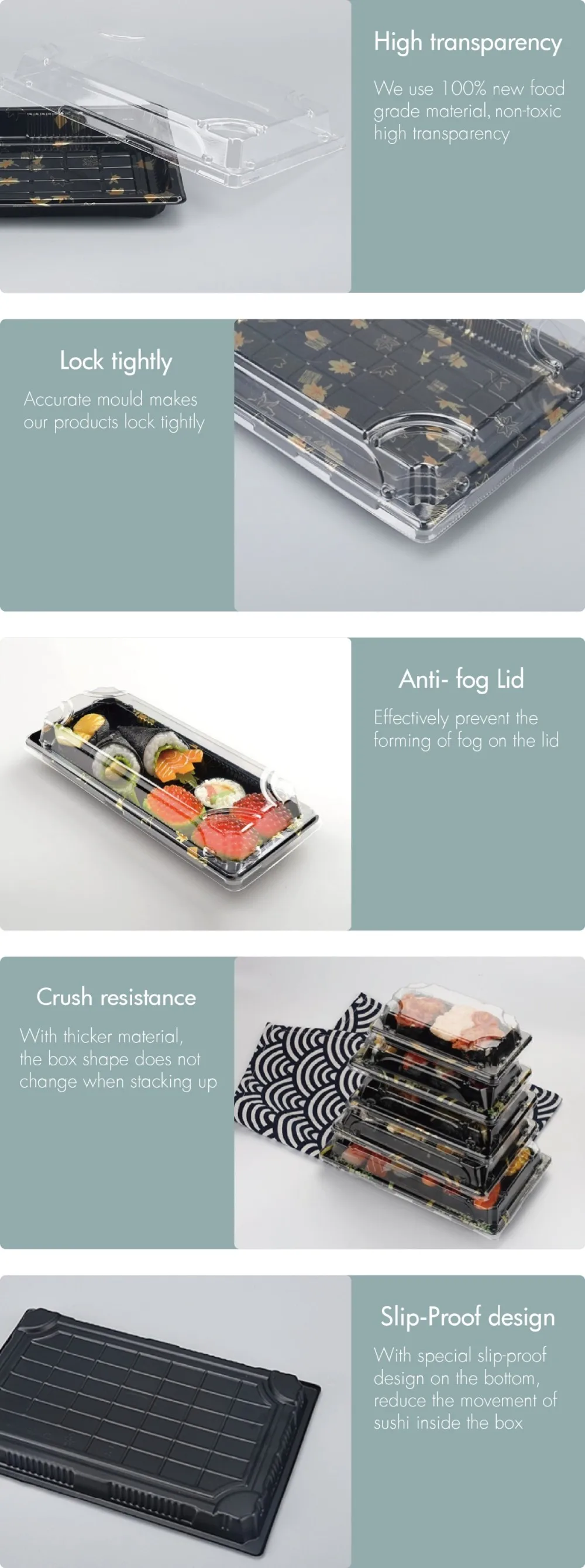 plastic container packaging for sushi