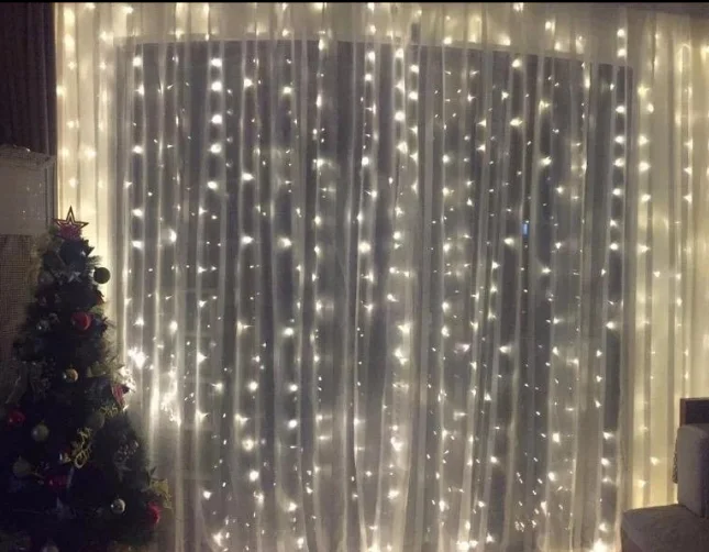 black curtain fairy lights