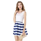 2018 Summer latest hot big code women's western navy stitching miniskirt striped sailor dress
